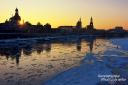 Ein winterlicher Sonnenuntergang in Dresden