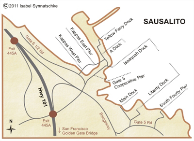 Sausalito Houseboat Docks Map - Die Hausboote von Sausalito