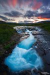 Sonnenuntergang am traumhaften Bruarfoss während unserer spontanen Vulkantour im Juli 2023